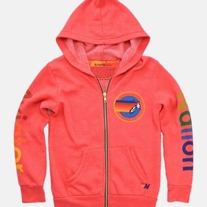 KIDS AVIATOR NATION ZIP UP HOODIE- NEON RED